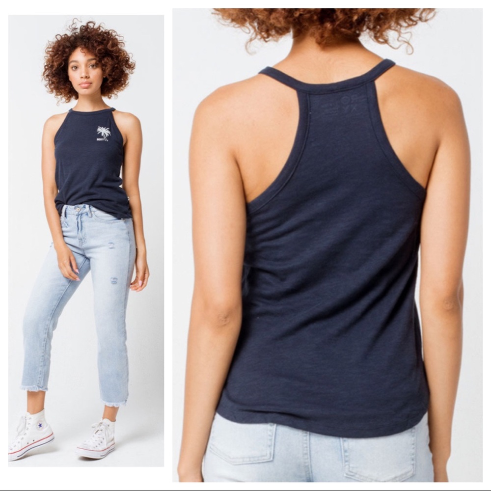 S Roxy Summer Daze High neck tank top NWT navy